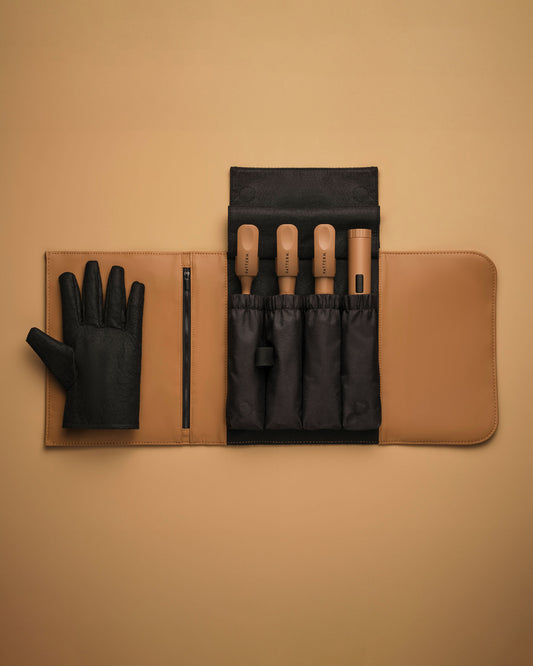 The Curling Iron & More Bundle - PATTERN Beauty by Tracee Ellis Ross curling iron bundle with five black barrel attachments and black heat-resistant glove in .