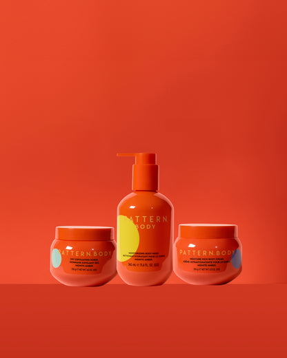 Radiant Skin Trio - PATTERN Beauty by Tracee Ellis Ross Radiant Skin Trio with orange and yellow packaging on orange background.