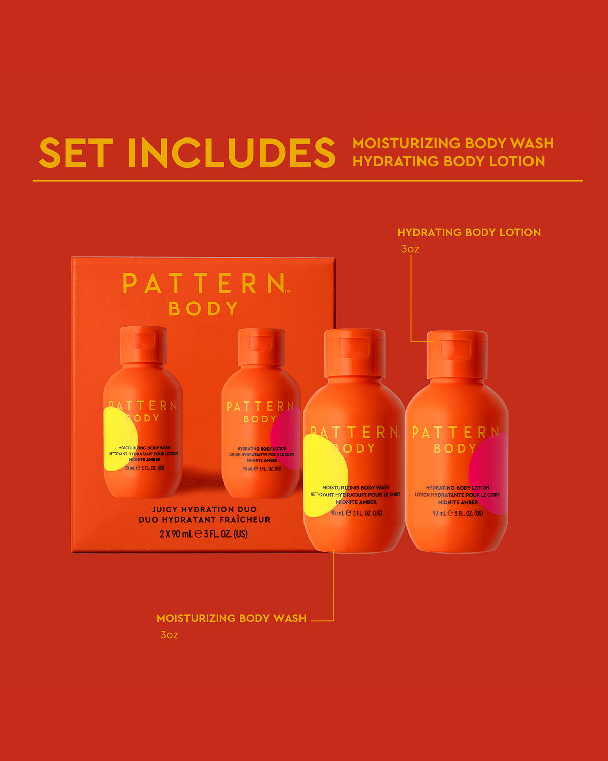 Juicy Hydration Duo - PATTERN Beauty by Tracee Ellis Ross Juicy Hydration Duo with moisturizing body wash and hydrating body lotion in vibrant.