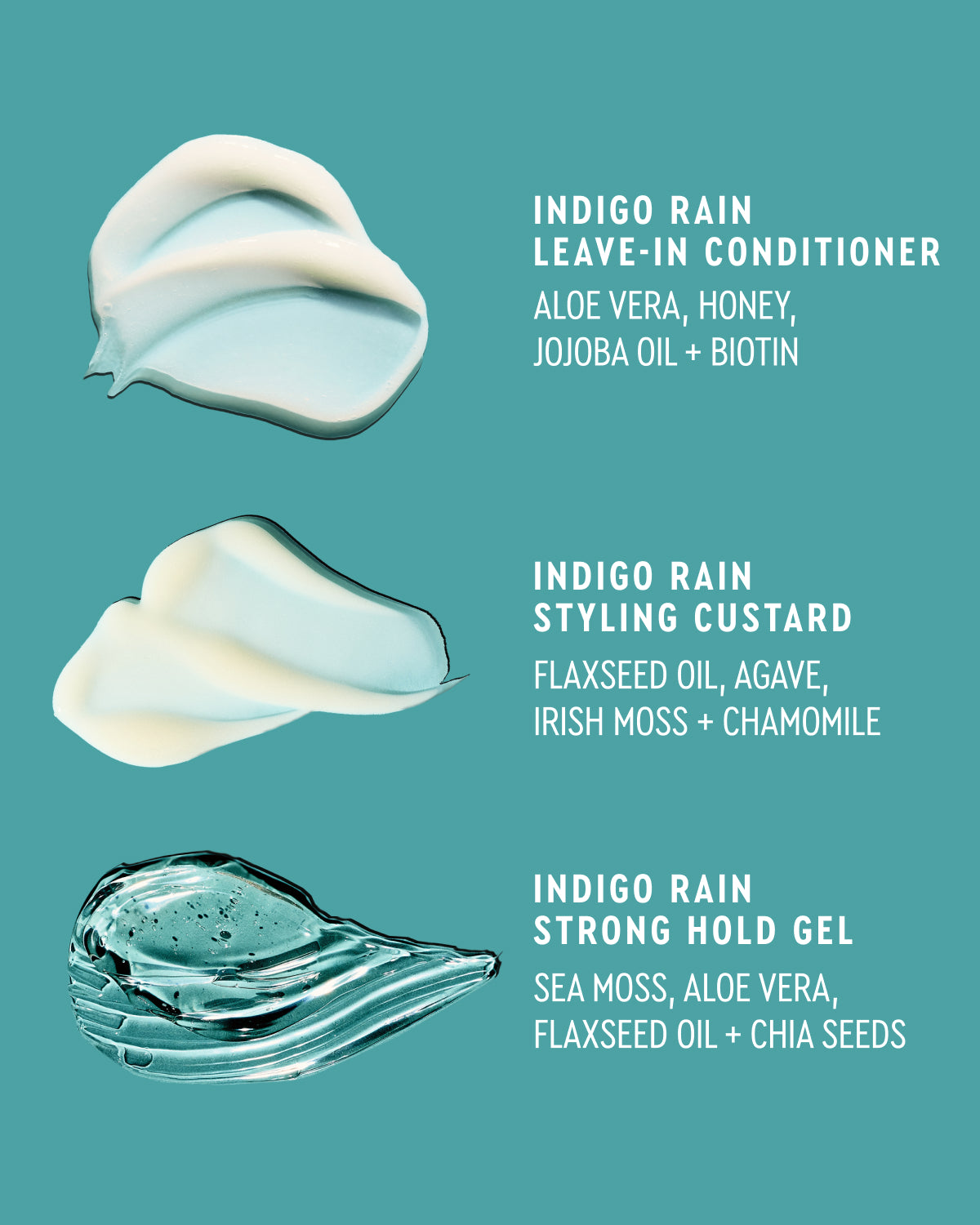 Indigo Rain Mini Stylers Kit - PATTERN Beauty by Tracee Ellis Ross Indigo Rain mini stylers kit with three teal product illustrations and ingredient labels