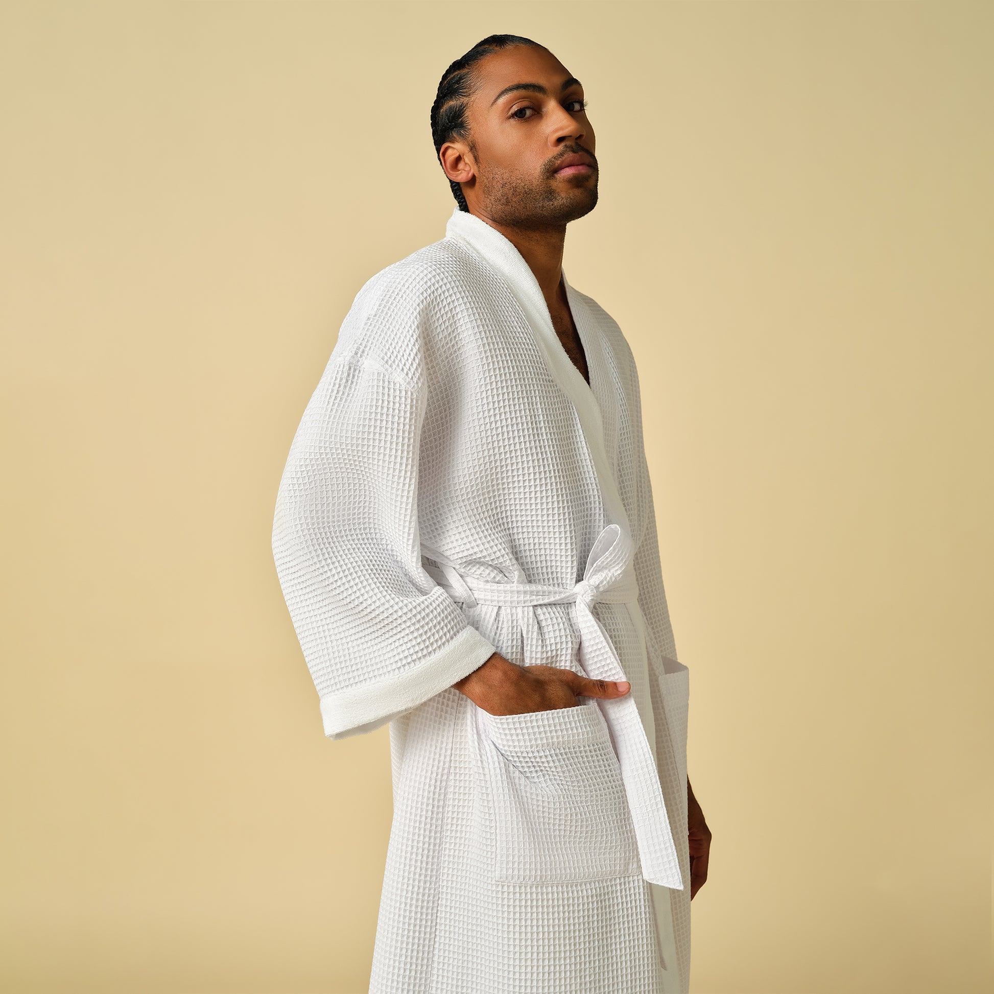 Designer Robe: White Waffle Robe  PATTERN x SERGIO HUDSON – Pattern Beauty
