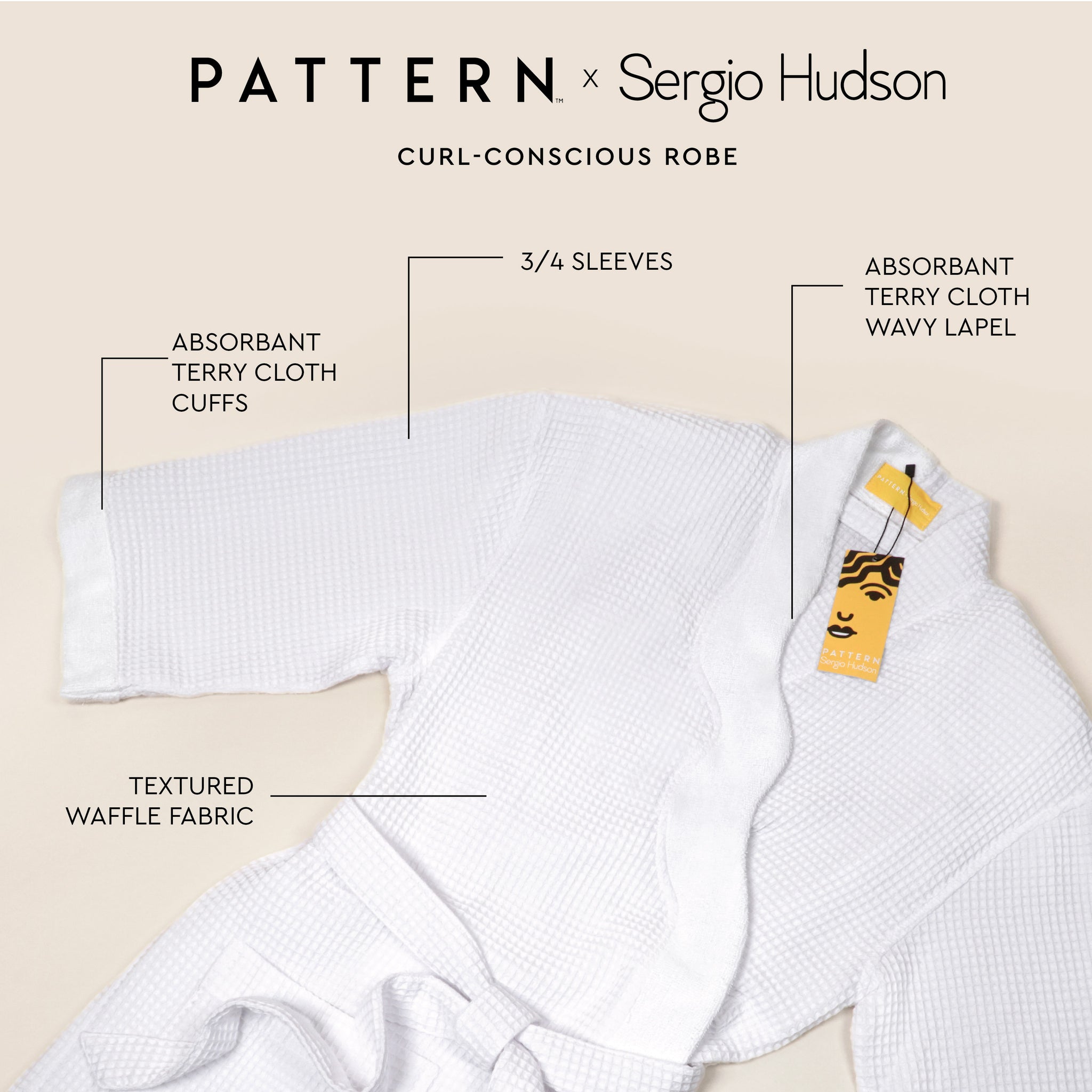 Designer Robe: White Waffle Robe | PATTERN x SERGIO HUDSON – Pattern Beauty