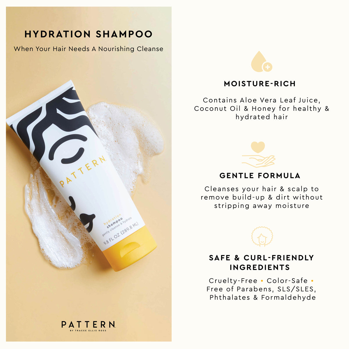 tøve Rose Hick Hydration Shampoo: Moisturizing Shampoo For Curly Hair | PATTERN – Pattern  Beauty