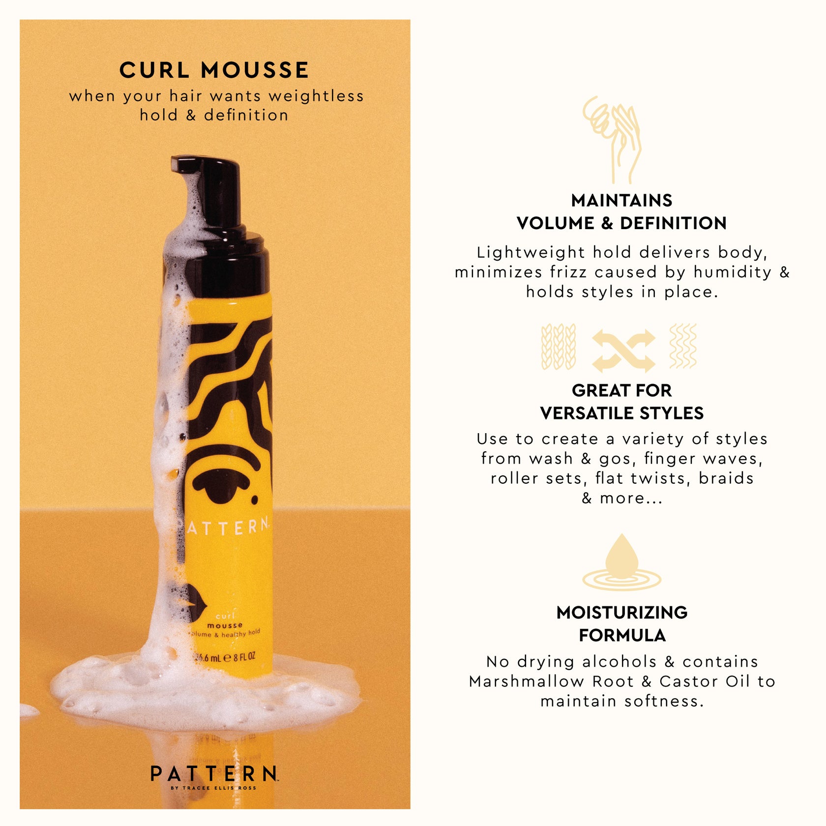 Silicone Free Curl Mousse: Foam For Curly Hair – Pattern Beauty